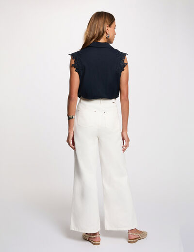 Mouwloze blouse marineblauw vrouw