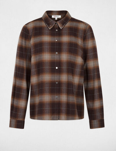 Chemise droite &agrave; carreaux multicolore femme