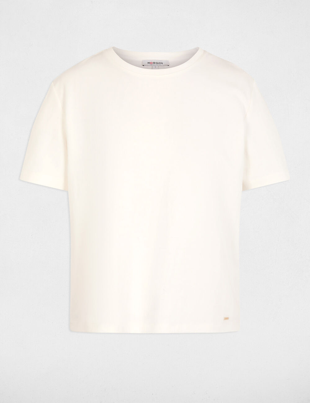 T-shirt met ronde hals helder wit vrouw