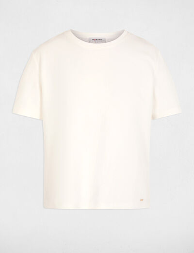 T-shirt met ronde hals helder wit vrouw