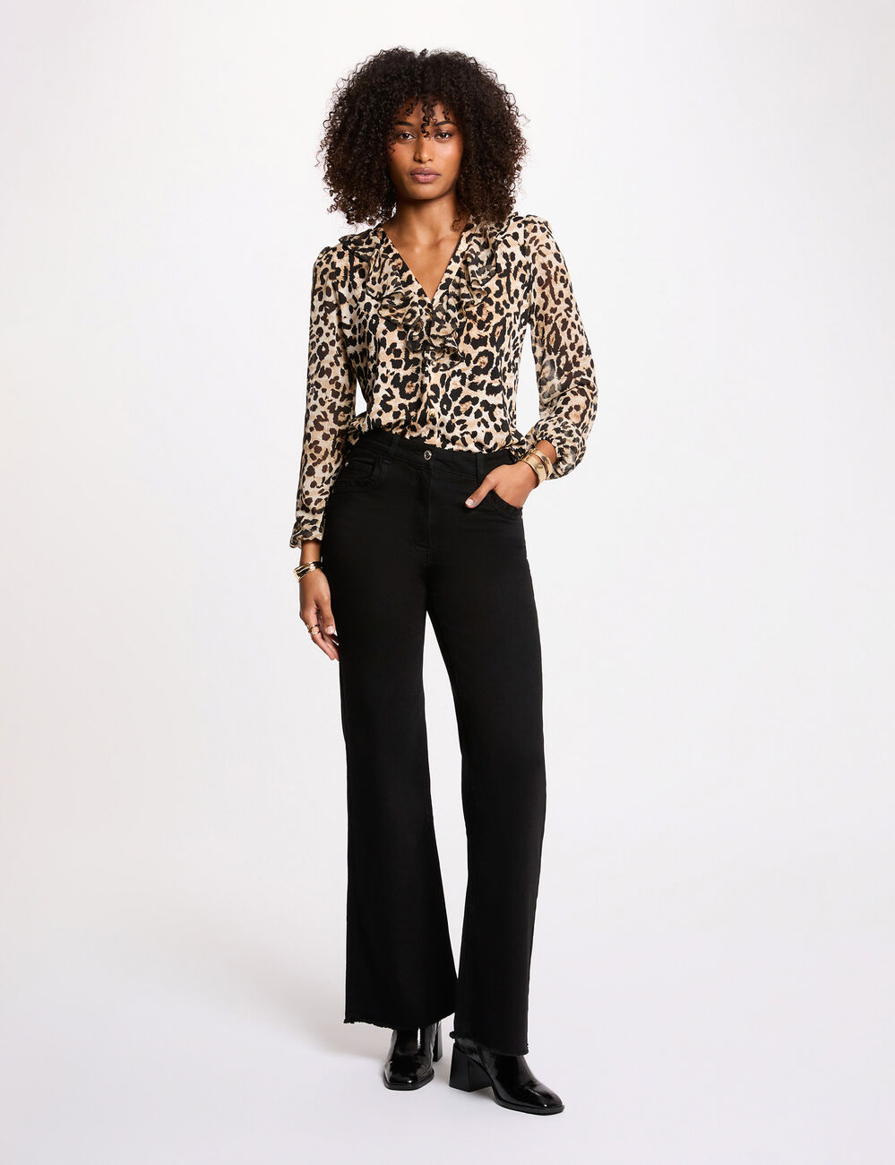 T-shirt voile col v multicolore femme