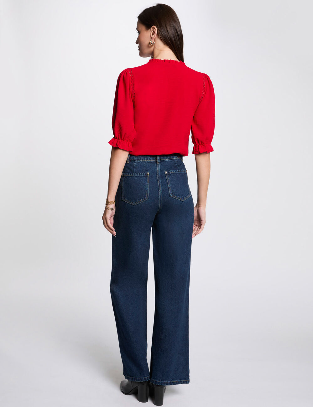 Blouse met 3/4 mouwen rood vrouw