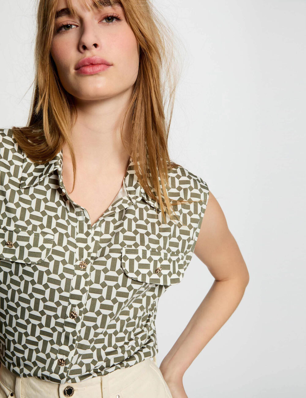 Blouse met korte mouwen helder wit vrouw