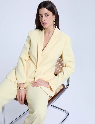 Veste col tailleur jaune clair femme