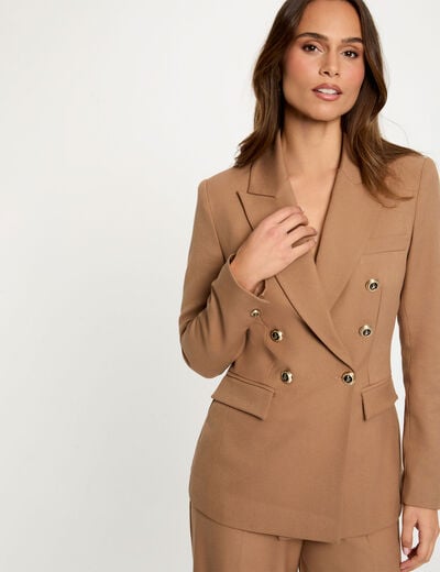 Mouwloze getailleerde blazer bruin vrouw