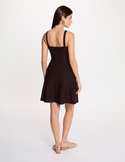 Robe tricot bretelles fines marron fonc&eacute; femme