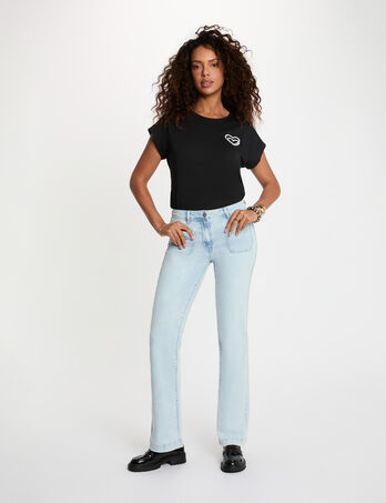 Jean bootcut denim bleach femme