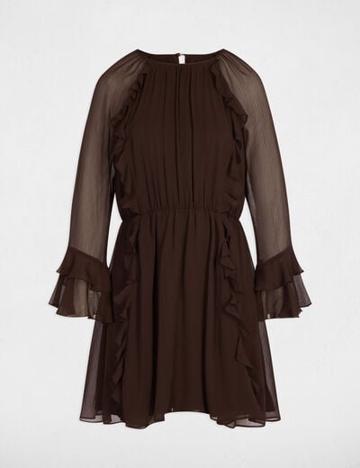 Robe courte fluide marron foncé femme