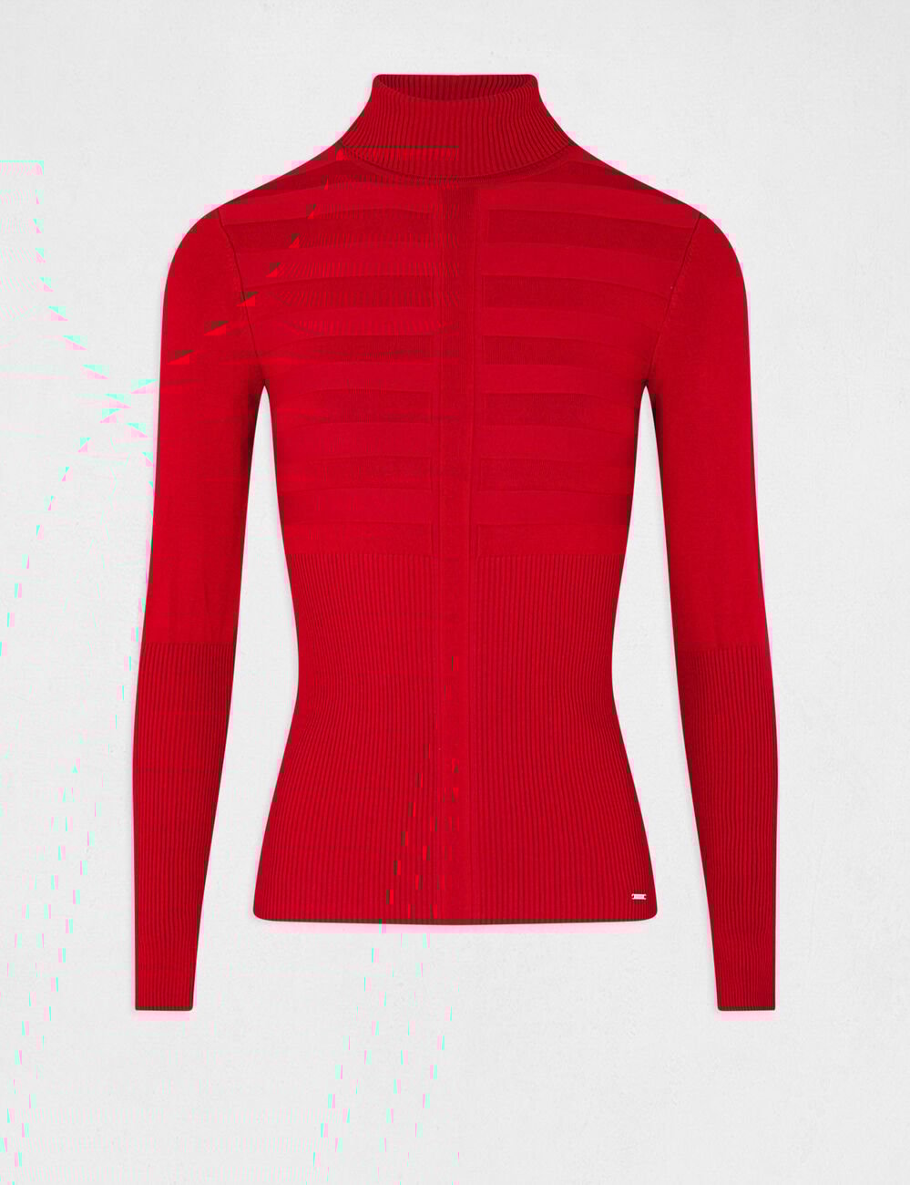 Pull col roul&eacute; ajust&eacute; rouge vin femme