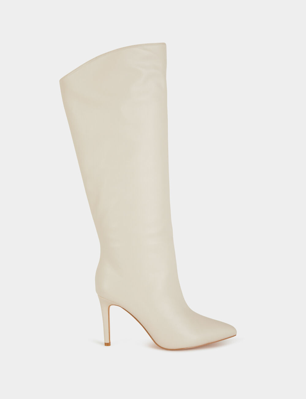 Bottes hautes à talons aiguilles ivoire femme