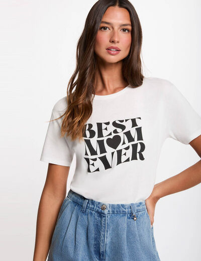 T-shirt ronde hals korte mouwen helder wit vrouw