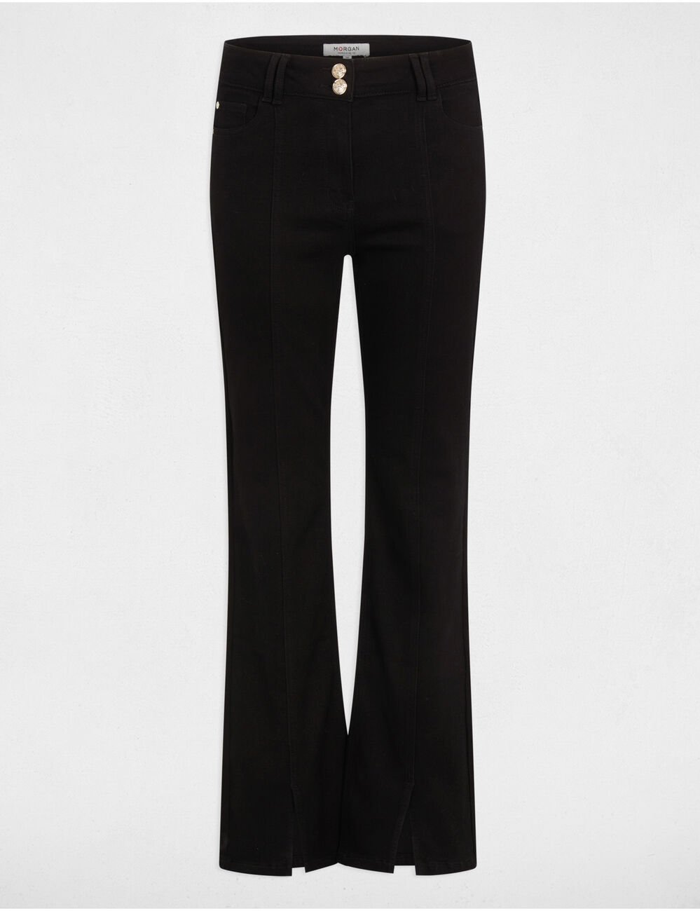 Bootcut jeans met splitten zwart vrouw