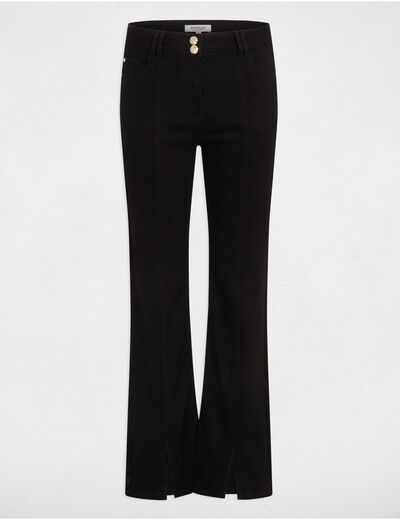 Bootcut jeans met splitten zwart vrouw