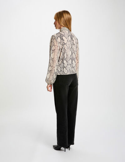 T-shirt col lavallière multicolore femme