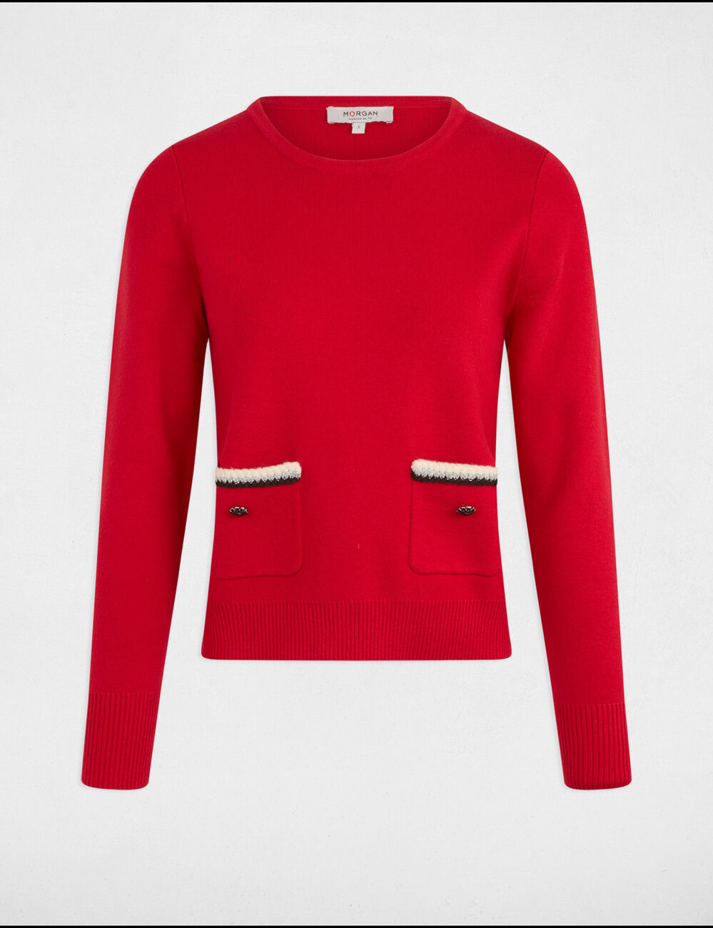 Trui met ronde hals en lange mouwen rood vrouw
