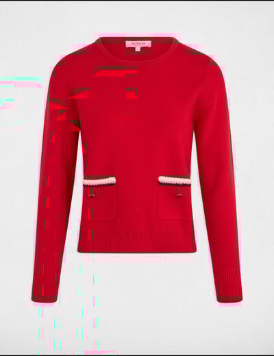 Trui met ronde hals en lange mouwen rood vrouw
