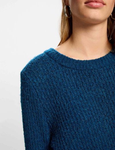 pull col rond manches longues bleu petrole femme Pull col rond manches longues bleu pétrole femme
