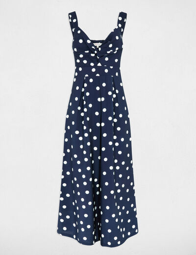 Combinaison fluide col v bleu marine femme