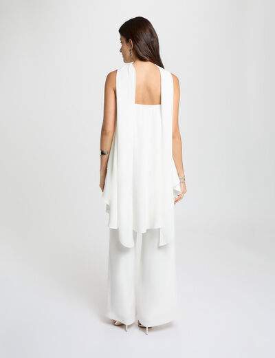 Strapless jumpsuit helder wit vrouw