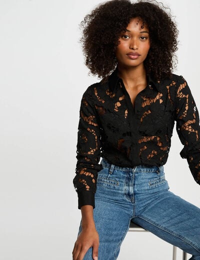 Shirt met lange mouwen zwart vrouw