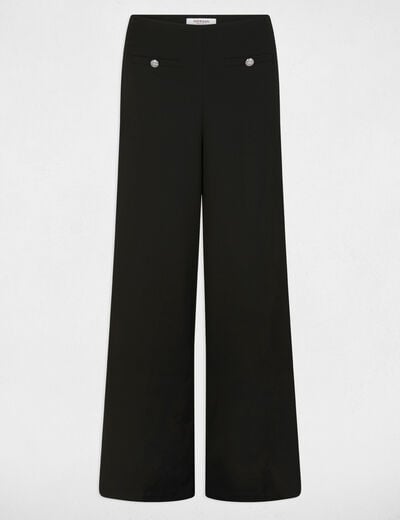 Hoge taille brede broek zwart vrouw