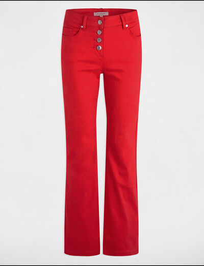 Pantalon bootcut boutonné rouge femme