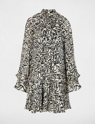 Robe courte plissée multicolore femme