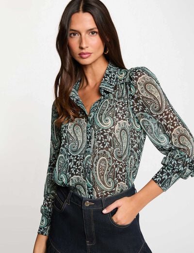 Chemise fluide imprim&eacute;e multicolore femme