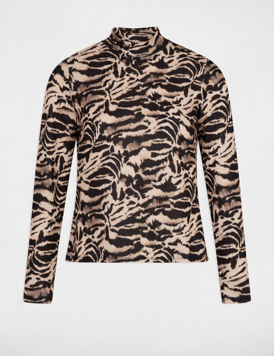 T-shirt cintré col montant multicolore femme