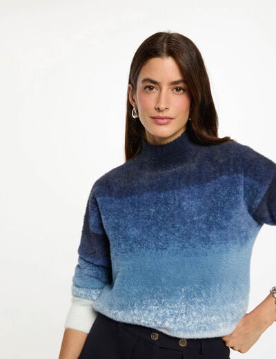 Trui met hoge hals bleu vrouw