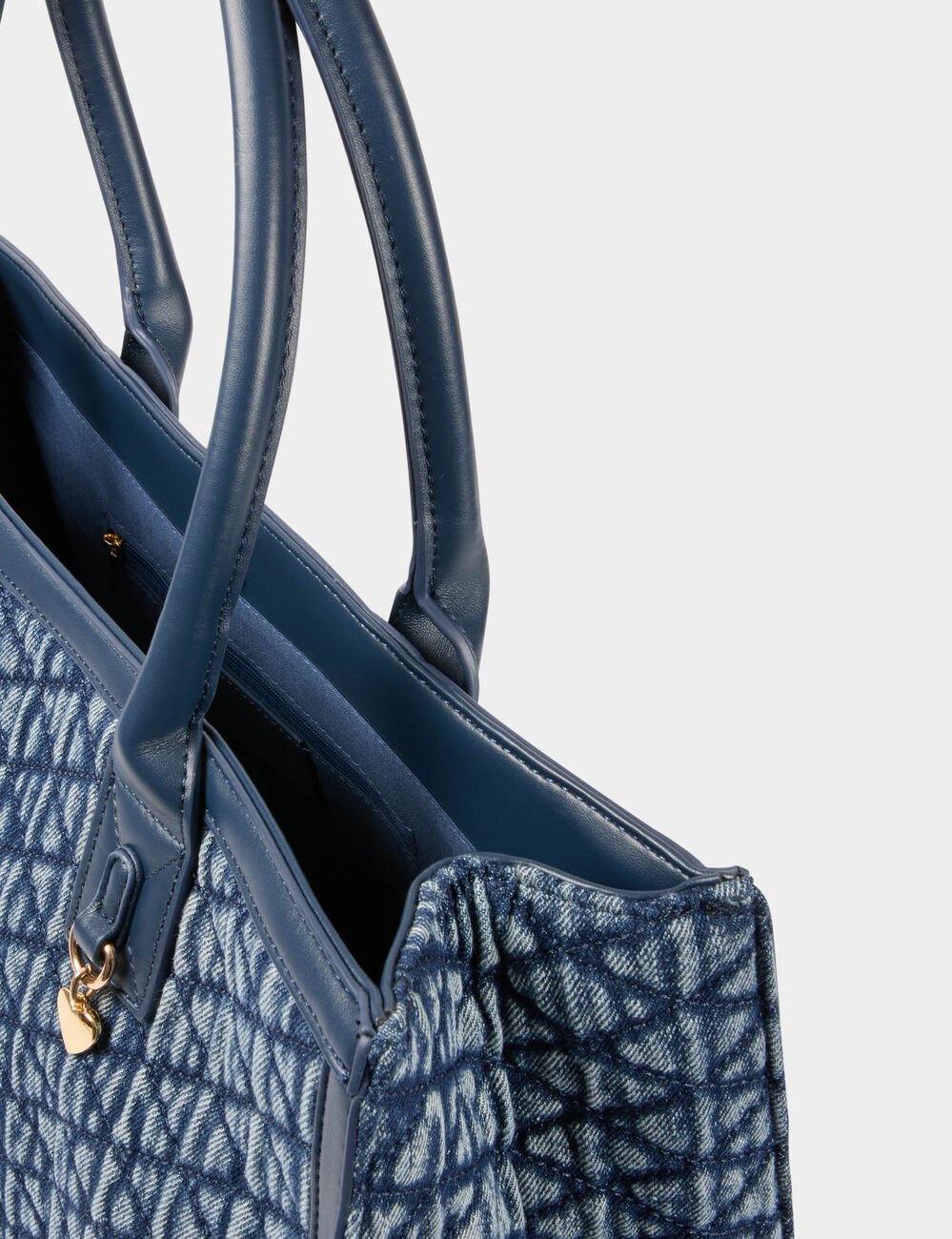 Gewatteerde shopper stone washed denim vrouw