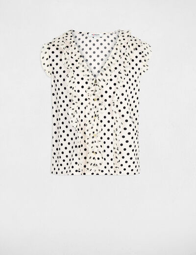 Chemise col v manches courtes ivoire femme