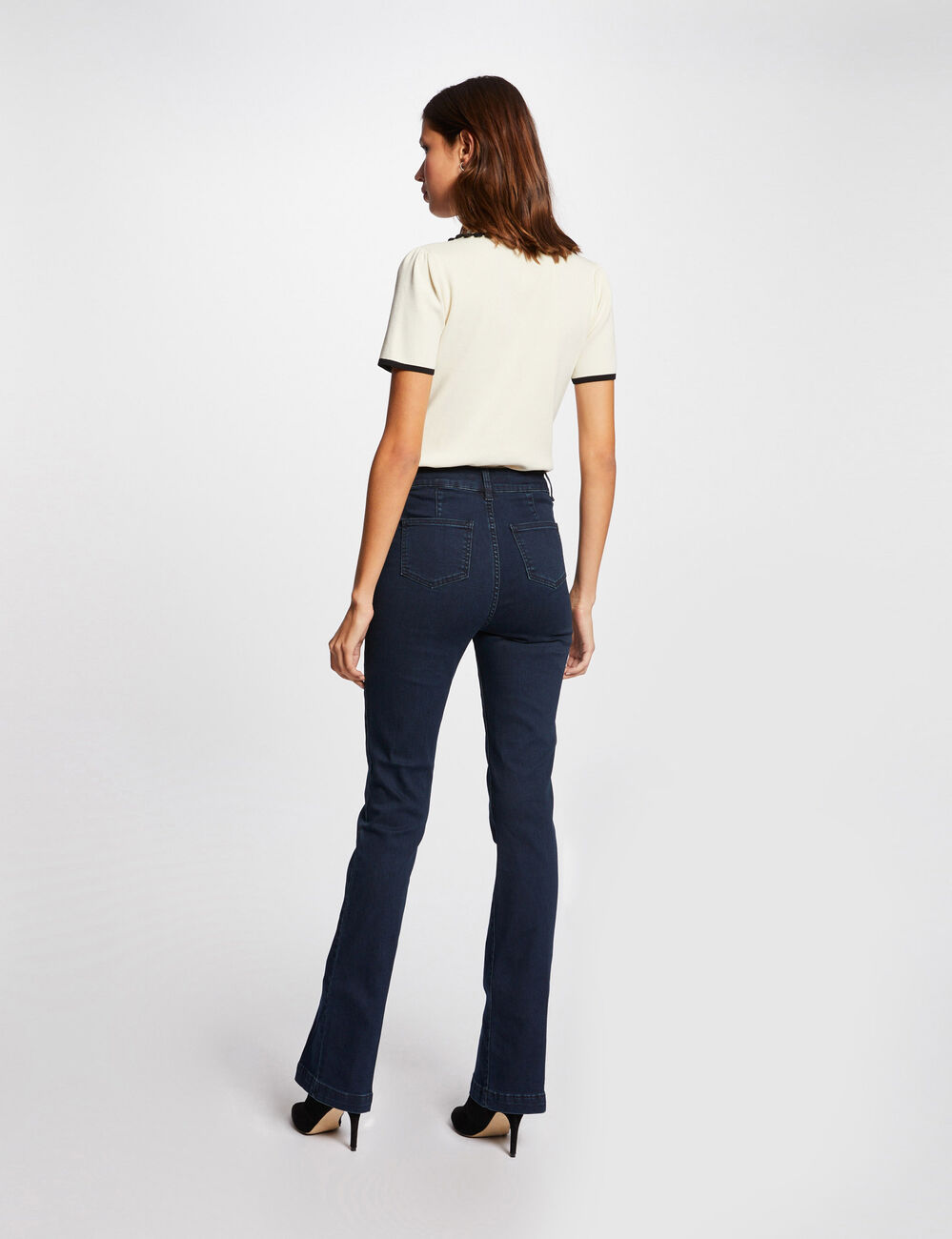Bootcut jeans met gevlochten details raw jeans vrouw