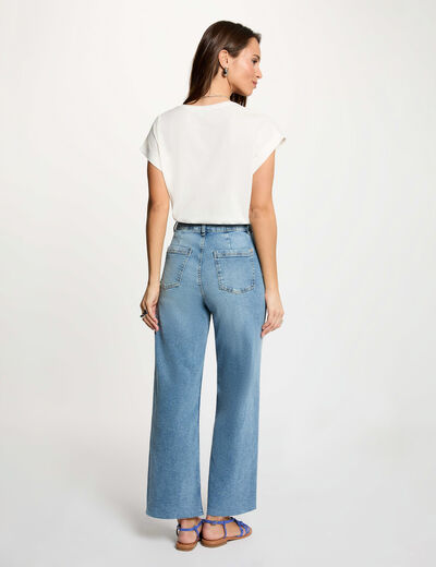 T-shirt droit col rond blanc femme