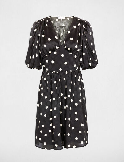 Robe courte manches bouffantes noir femme