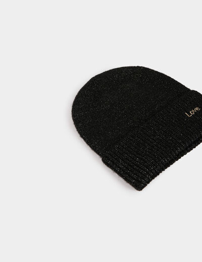 Bonnet fils métallisés noir femme