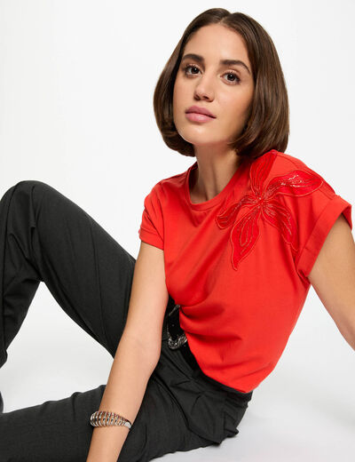 T-shirt manches courtes orange femme