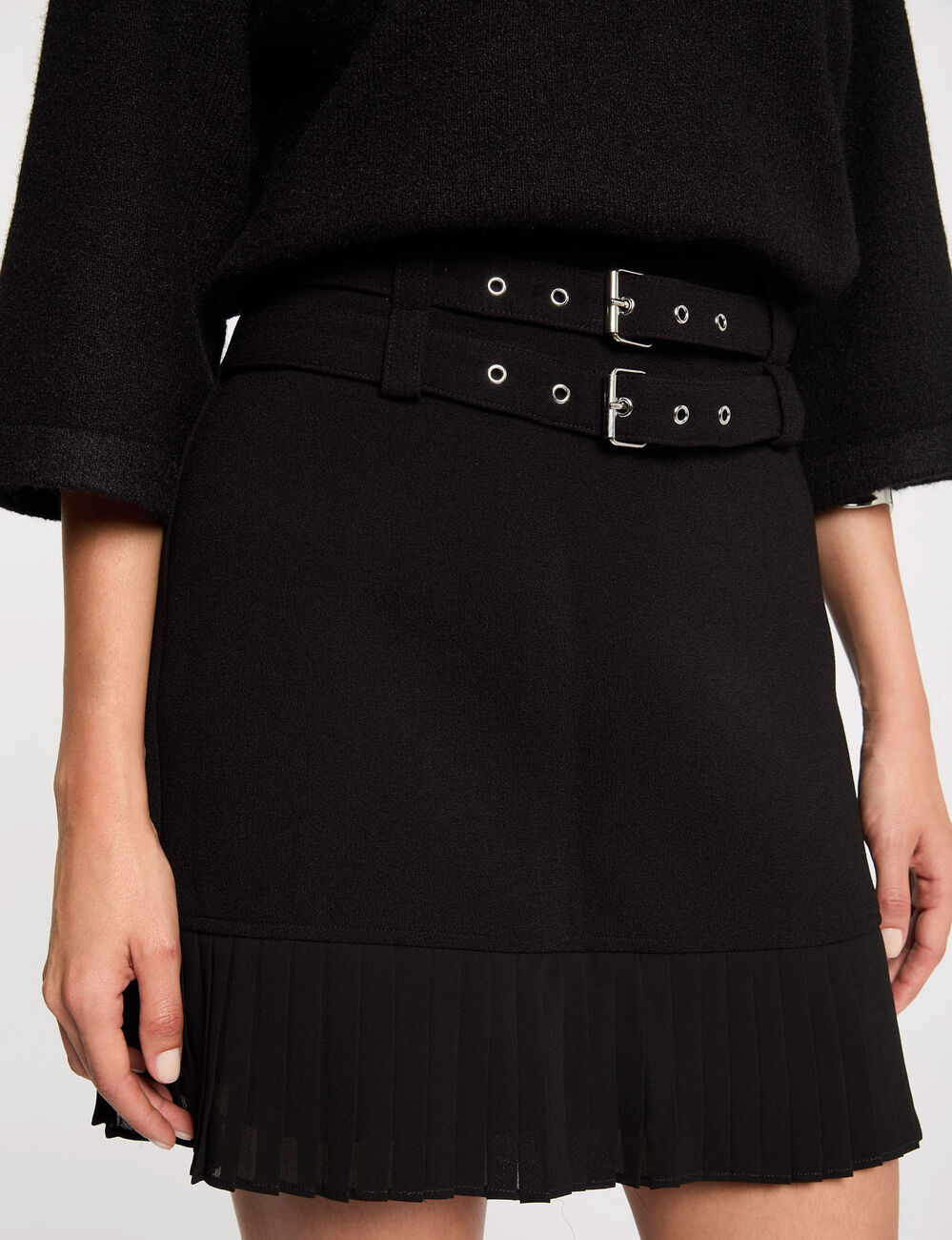 Jupe courte plissée noir femme
