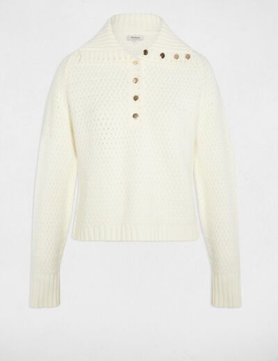 Pull col à revers blanc femme
