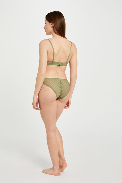 Slip en dentelle vert kaki femme