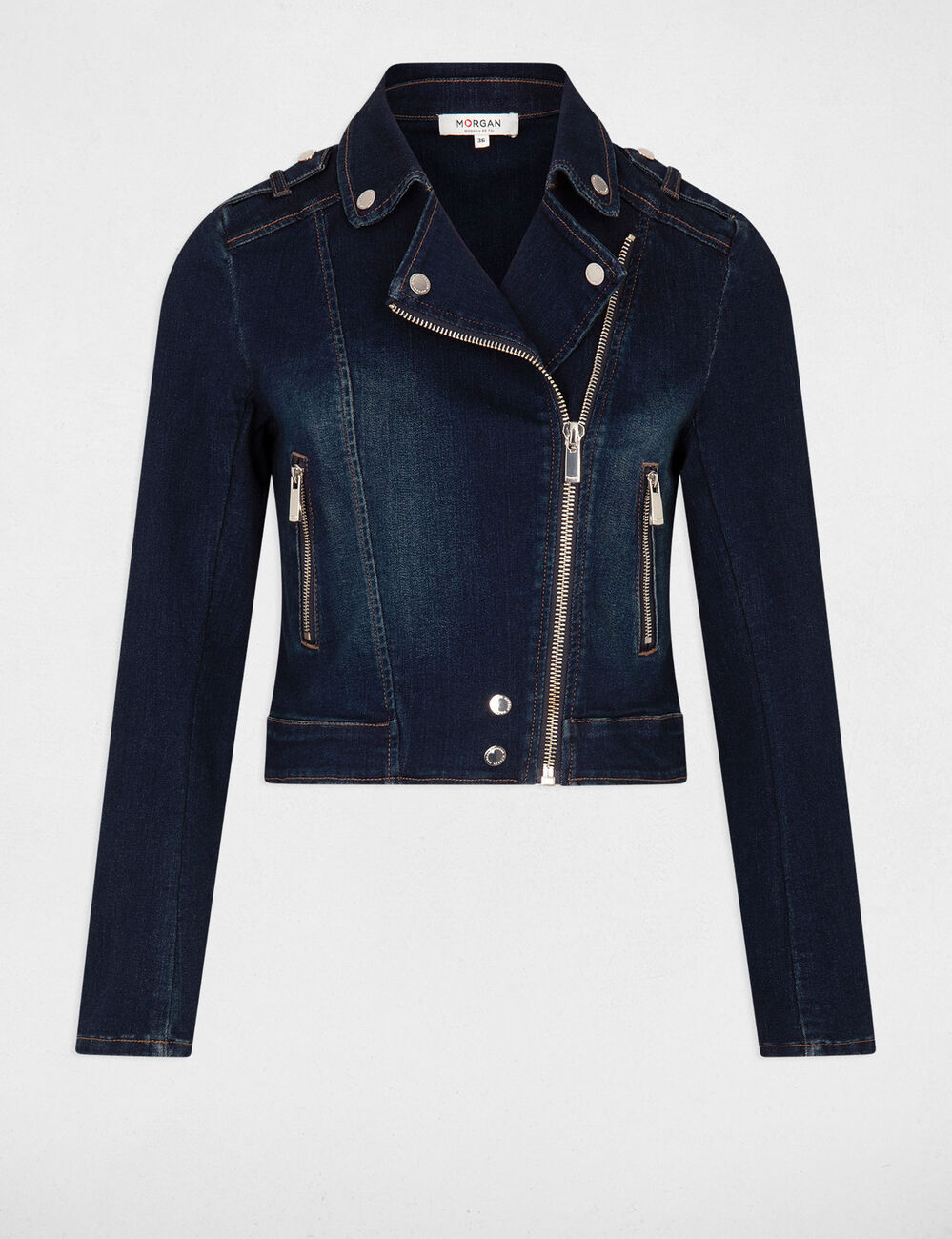 Spijkerjack met rits raw jeans vrouw