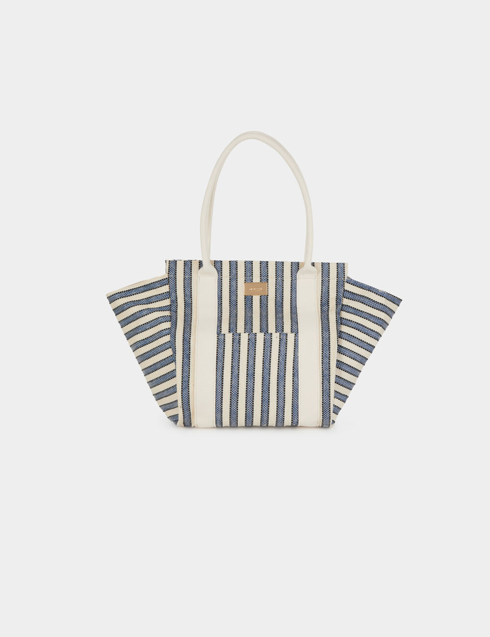 Gestreepte shopper ecru vrouw