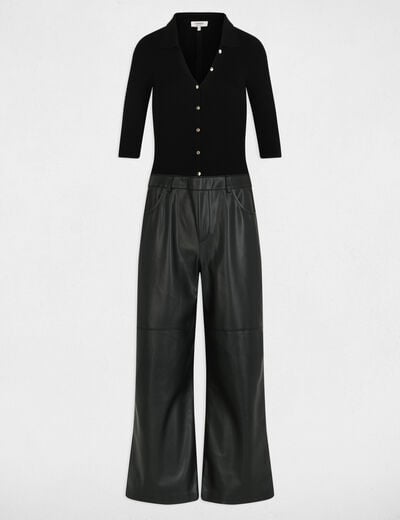 Combinaison ajustée col v noir femme