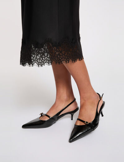 Jupe longue dentelle noir femme