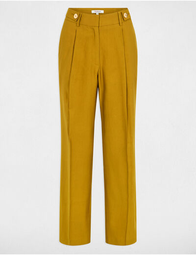 Carrot fit broek met plooien brons vrouw