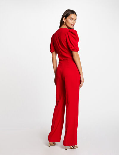 V-hals broek jumpsuit rood vrouw