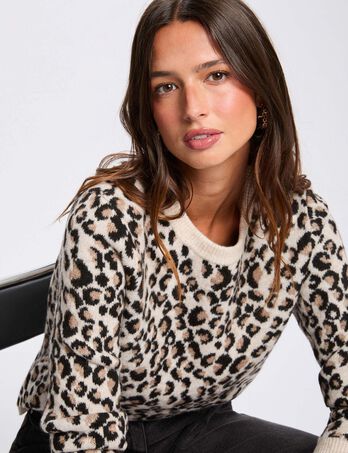 Dikke trui met ronde hals meerkleurig vrouw