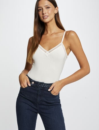 Tanktop met dunne bandjes kant ivoor vrouw