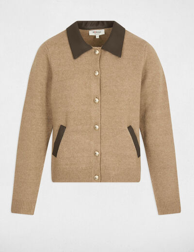 Veste ajustée col à revers marron femme