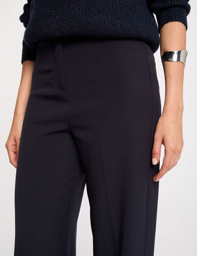 Rechte broek met plooitjes marineblauw vrouw